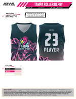 Load image into Gallery viewer, Tampa Bay Roller Derby Women's Crew Cut 3/4 length Crop Top Sleeveless Jersey