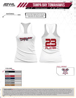 Load image into Gallery viewer, Tampa Tomahawks White Womens Racerback sub dye jersey