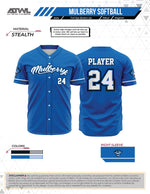 Load image into Gallery viewer, Mulberry Softball Mens Full Button All Star Replica Jersey