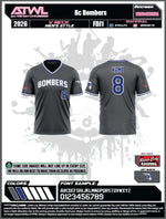 Load image into Gallery viewer, Buffalo Creek Bombers Graphite V-neck Game Men's full dye Jersey