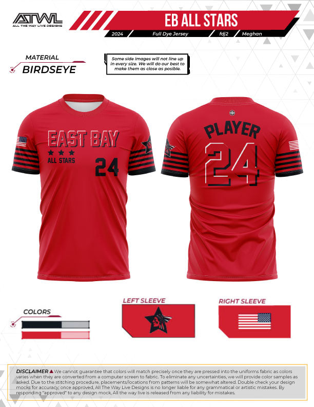 East Bay All Stars Mens Full dye Replica Jersey