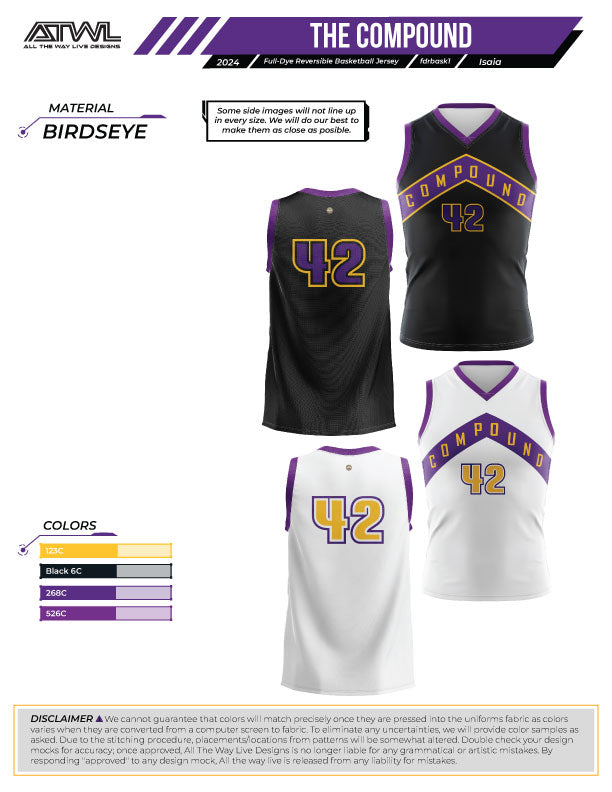 The Compound Womens Full Dye Reversible Basketball Jersey All The Way Live Designs