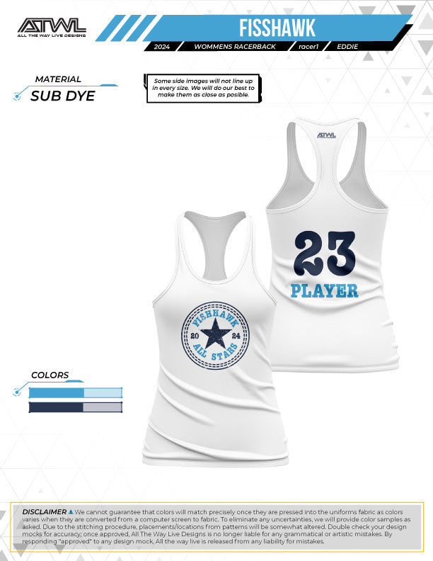 Fishhawk All Stars Sub Dye Womens Racerback