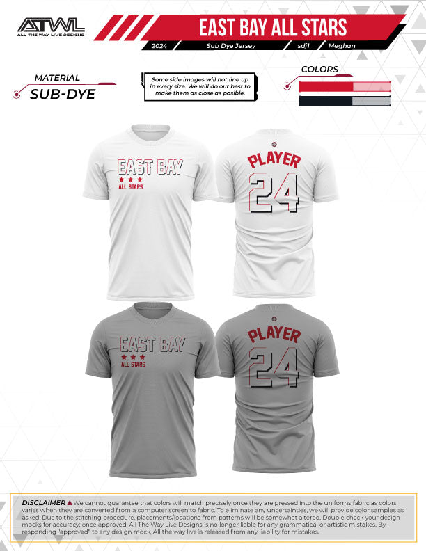 East Bay All Stars Mens Parent Jerseys