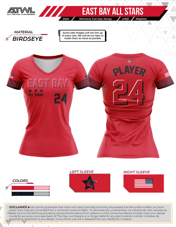 East Bay All Stars Womens Full dye Replica Jersey