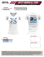 Load image into Gallery viewer, Safety Harbor All Stars Womens V-neck White Sub dye Jersey