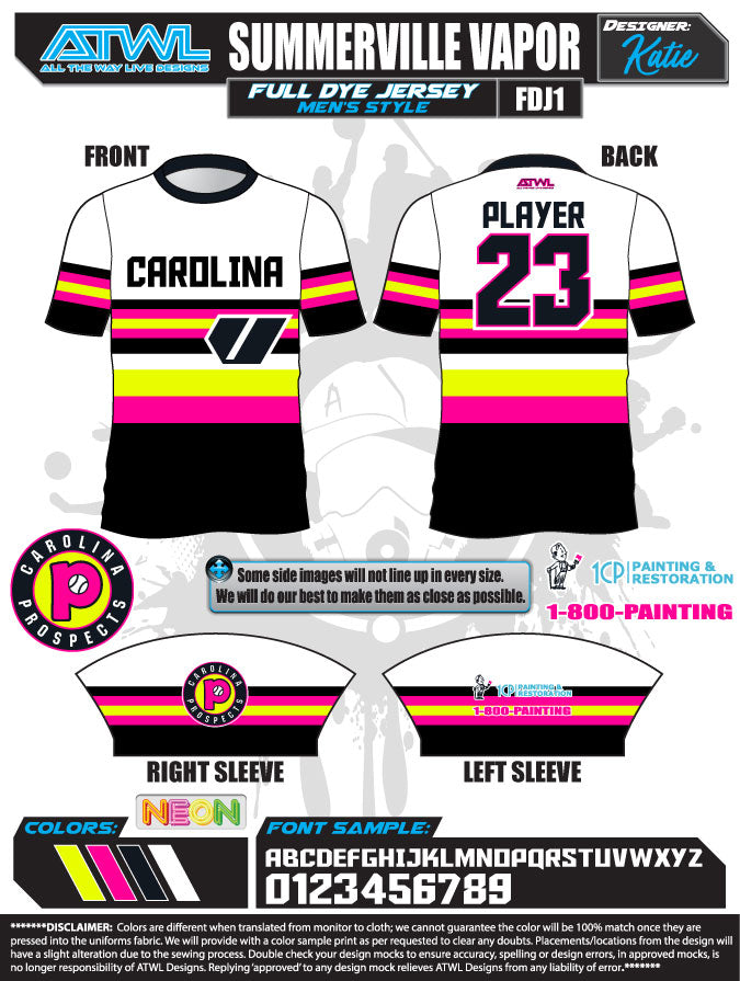 SUMMERVILLE VAPOR  2020 FULL-DYE JERSEYS