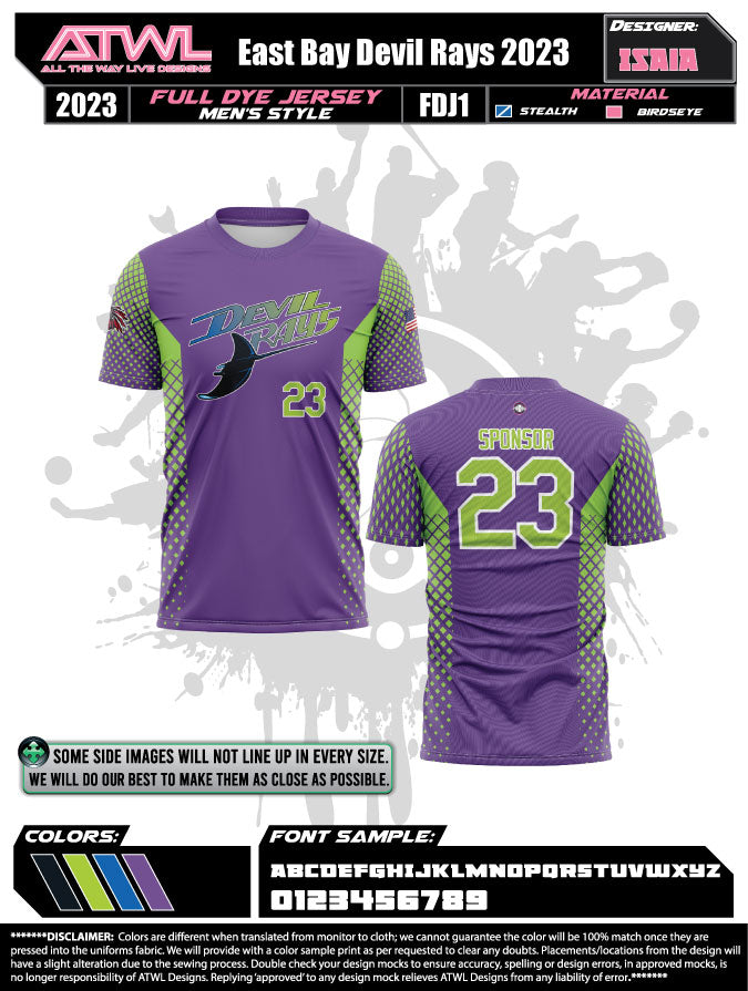 All The Way Live Designs East Bay Spring 2023 Baseball Jerseys YL