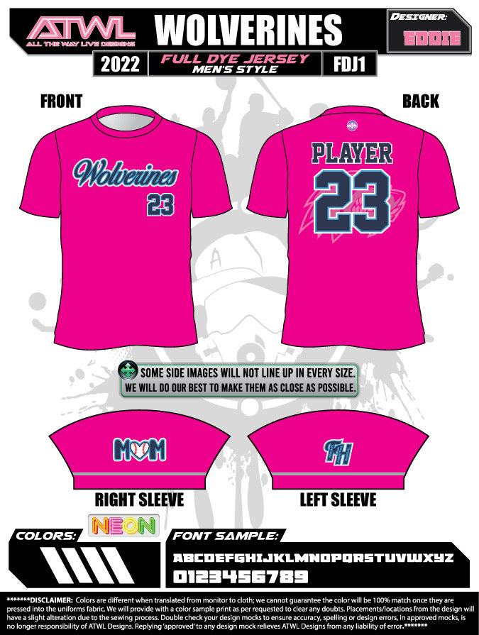 Wolverines Mothers day/BCA  Full dye Crew Neck Jersey