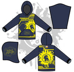 Load image into Gallery viewer, Retro Splash unisex hoody Navy/Neon Yellow