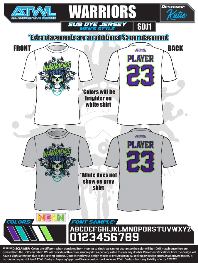 Warriors Men's Sub Dye Jerseys