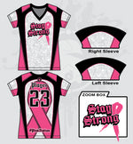 Load image into Gallery viewer, Stay Strong Womens Full Dye Jersey Cancer Awareness