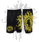 Load image into Gallery viewer, Splatter Splash Mens Full Dye Shorts Black/Yellow