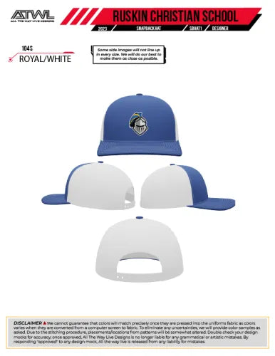 Ruskin Christian Royal/White 104s Snapback hat