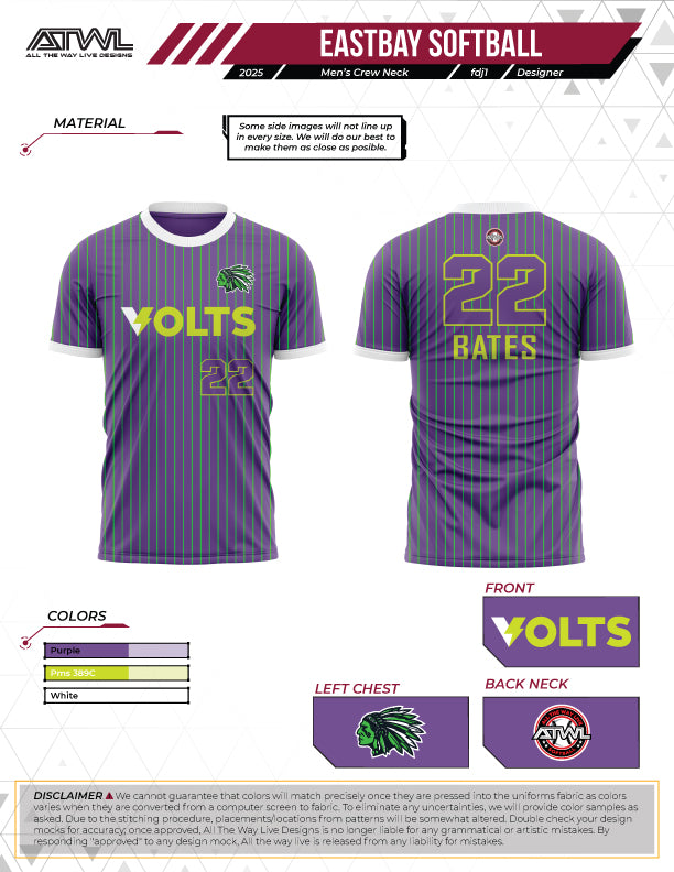 East Bay Fall 2025 Mens Cut Replica League  Softball Jerseys