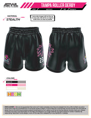 Tampa Roller Derby womens cut 5inch inseam Full Dye Shorts