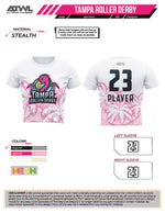 Load image into Gallery viewer, Tampa Bay Roller Derby Women&#39;s Crew Cut 3/4 length Crop Top Jersey
