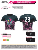 Load image into Gallery viewer, Tampa Bay Roller Derby Women&#39;s Crew Cut 3/4 length Crop Top Jersey

