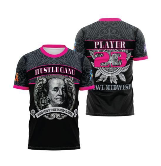 Hustle Gang  Money never sleeps Black/Pink Men's Full-Dye Jersey