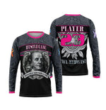 Load image into Gallery viewer, Hustle Gang  Money never sleeps Black/Pink Men&#39;s Full-Dye Long Sleeve Jersey
