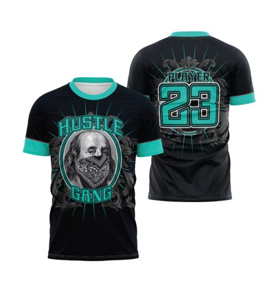 Hustle Gang  OG Black-Mint Men's Full-Dye Jersey