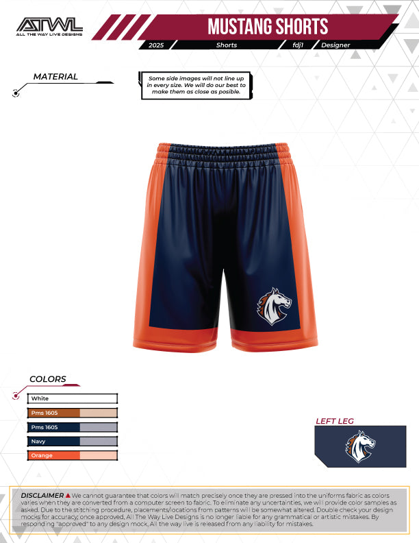 Morgan Mustangs Retro Full Dye Shorts