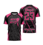 Load image into Gallery viewer, Stay Strong Mens Full Dye Jersey Cancer Awareness Black
