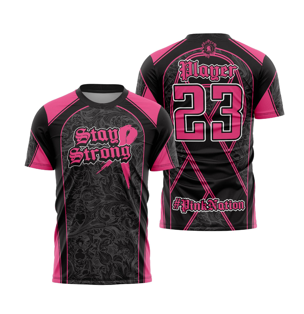 Stay Strong Mens Full Dye Jersey Cancer Awareness Black