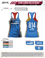 Load image into Gallery viewer, Team Florida Roller Derby Full Dye Women&#39;s Cut Racerback Jersey
