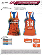Load image into Gallery viewer, Team Florida Roller Derby Full Dye Women&#39;s Cut Racerback Jersey
