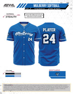 Load image into Gallery viewer, Mulberry Softball Mens Full Button All Star Replica Jersey
