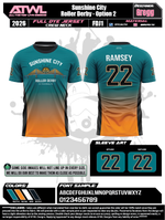 Load image into Gallery viewer, Sunshine City Roller Derby Mens Cut Full dye Jersey