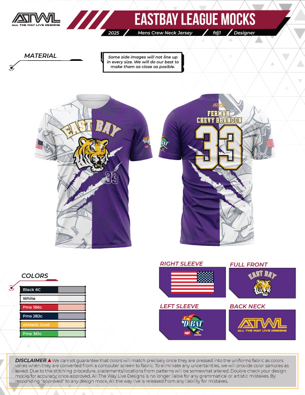 East Bay Fall 2025 Replica League  Baseball Jerseys