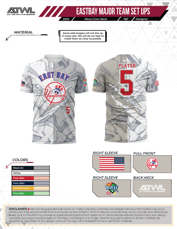 East Bay Fall 2025 Replica League  Baseball Jerseys