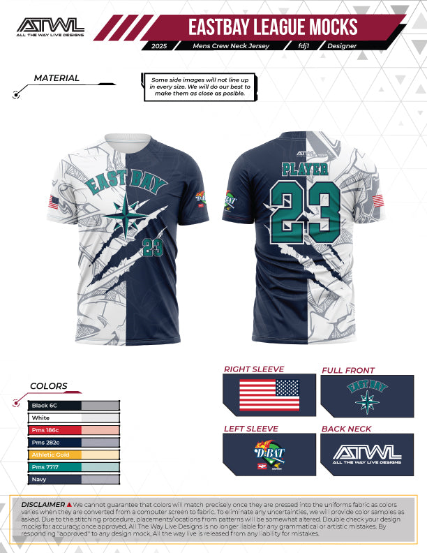 East Bay Fall 2025 Replica League  Baseball Jerseys