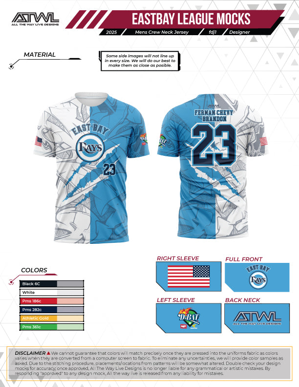 East Bay Fall 2025 Replica League  Baseball Jerseys