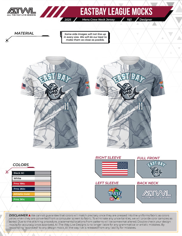 East Bay Fall 2025 Replica League  Baseball Jerseys
