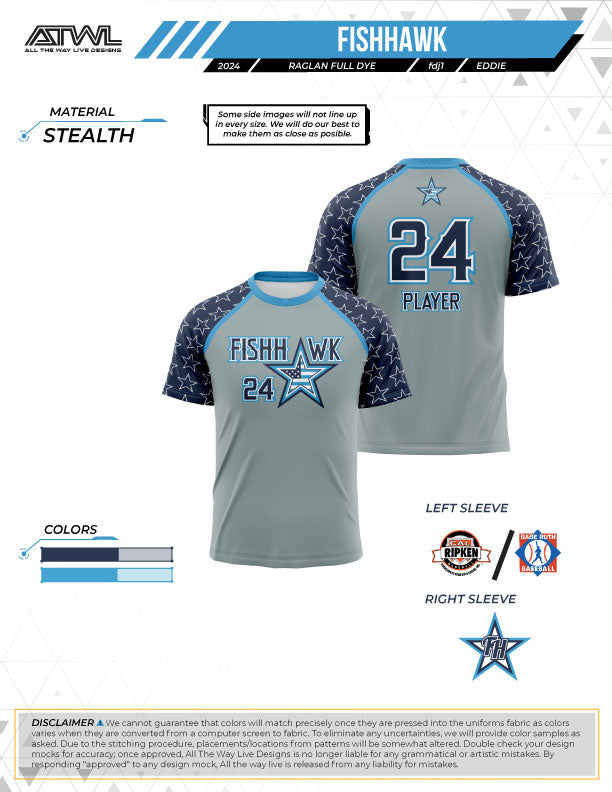 Fishhawk Grey All Stars Mens  Full dye Replica Jersey