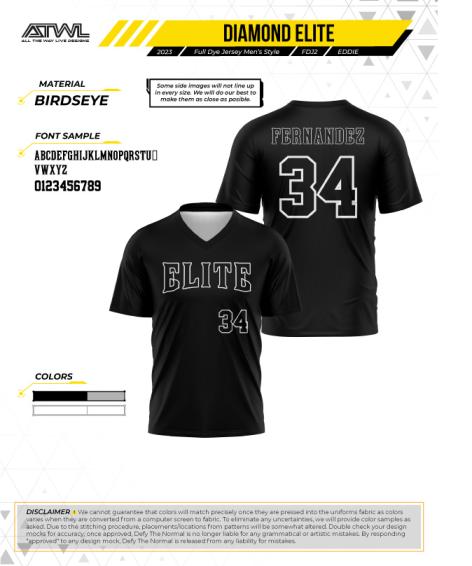 Diamond Elite Blacked out V-neck Game Jersey