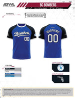 Load image into Gallery viewer, Buffalo Creek Bombers Royal &amp; Black Raglan Men&#39;s full dye Jersey
