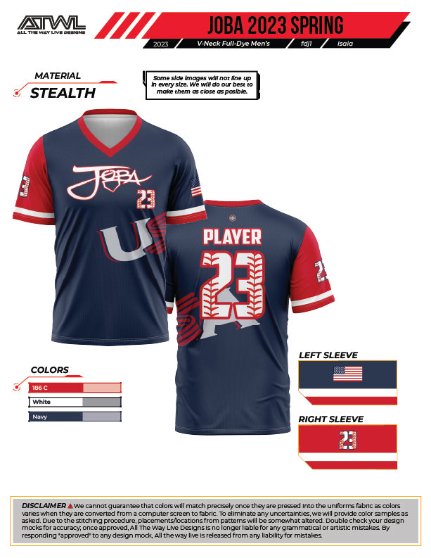 Joba Baseball Navy Full Dye Game Jersey