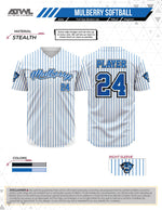 Load image into Gallery viewer, Mulberry Softball Mens Pinstripe Full Button All Star Replica Jersey

