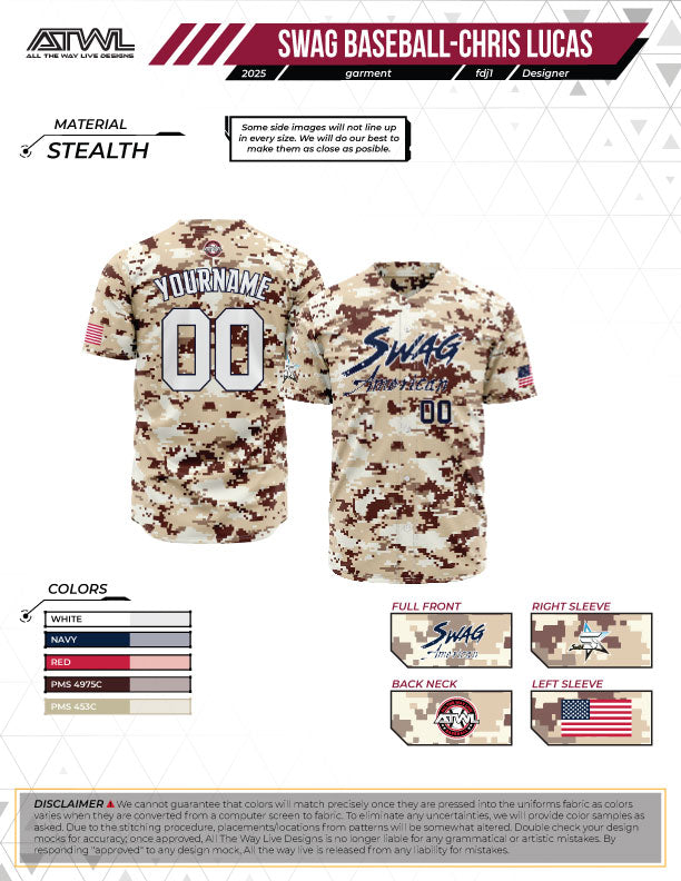 Swag Elite Camo Game Day Full Button Full Dye Men's Jersey