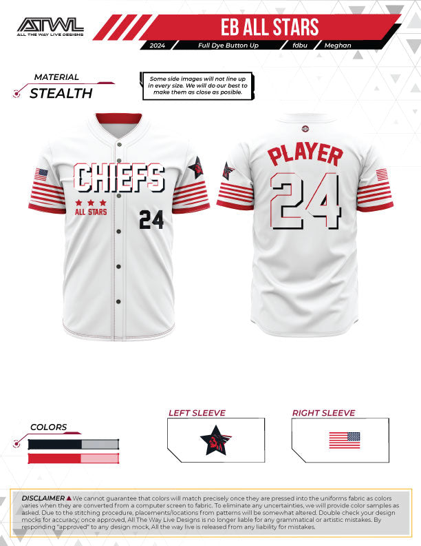 East Bay All Stars Mens Full Button Replica Jersey