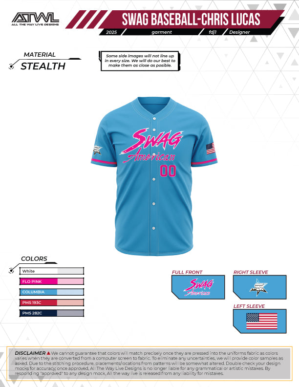 Swag Elite Alternate Game Day Full Button Full Dye Men's Jersey