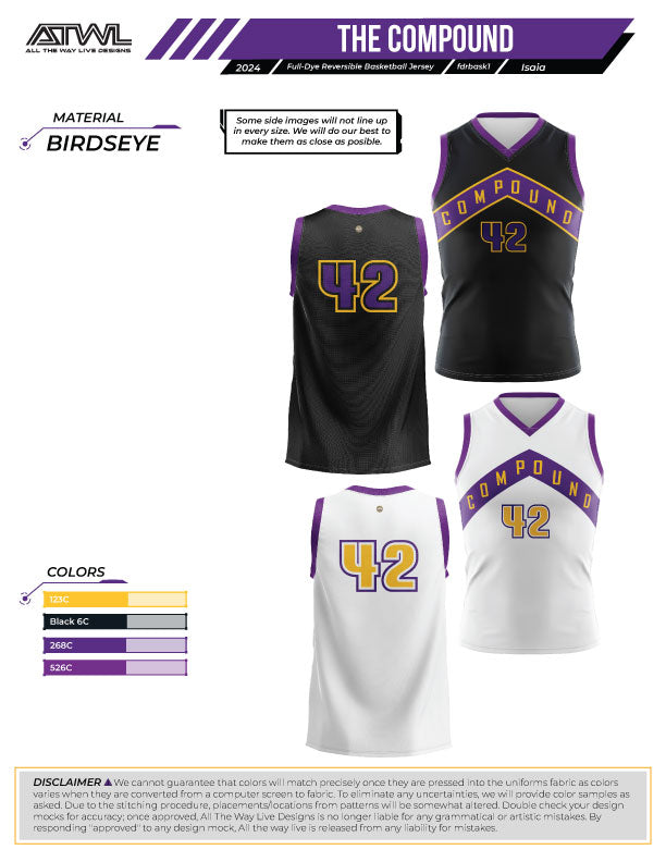 The Compound Womens Full Dye Reversible Basketball Jersey
