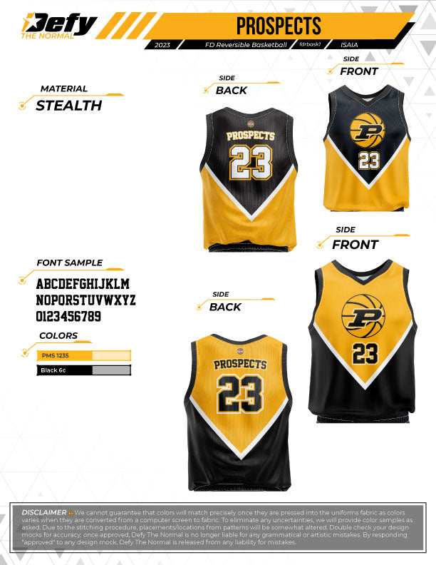Prospects Basketball Men's Reversible basketball  Full-Dye Jersey