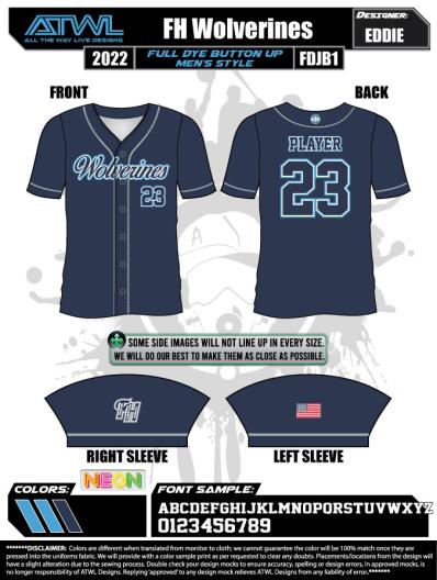 Wolverines Navy Full Button Game Jersey