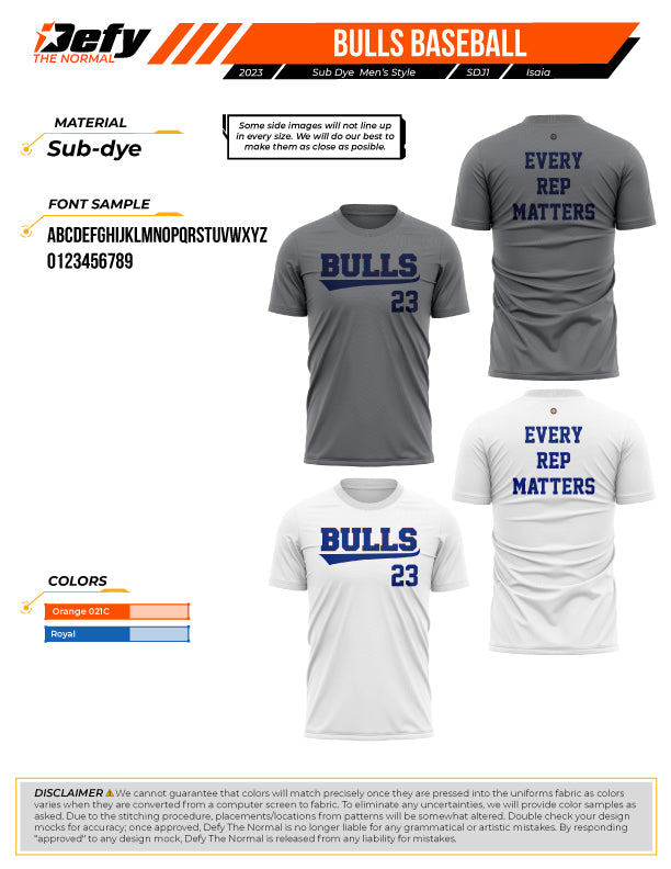 Bulls Baseball White/Grey Men's Sub Dyes