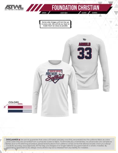 Foundation Christian Softball  DTF Men's Polyester Long Sleeve Parent Shirt